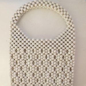 Vintage White Beaded Clutch, Made in Italy